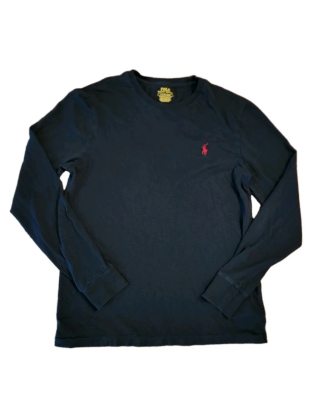 Polo Ralph Lauren Size S Custom Slim-Fit Black Long-Sleeve Crewneck Tee Shirt